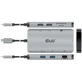 Club 3D Club3D Usb-8-In1-Hub Usb-C > 2Xhdmi/2Xusb/Usb-C/Rj45/Sd/Msd - Silber