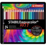 Stabilo Aquarell-Buntstift - STABILO aquacolor - ARTY - 24er Metalletui - mit 24 verschiedenen Farben