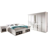 Home Affaire Schlafzimmer-Set »California«, (Set, 4 St.), groß: Bett 180 cm, 2 Nachttische, 5-trg Kleiderschrank, weiß