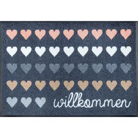 Wash+Dry Willkommen Herzen 50 x 75 cm Grau
