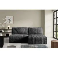 Intenso Modular Cord Ecksofa mit Schlaffunktion BERGE, Schwarz - Schwarz