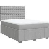 vidaXL Boxspringbett mit Matratze Hellgrau 140x200 cm Stoff