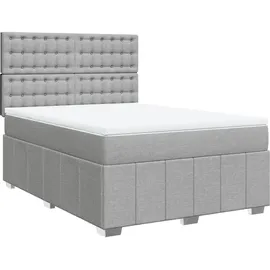vidaXL Boxspringbett mit Matratze Hellgrau 140x200 cm Stoff
