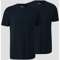 s.Oliver T-Shirt, (2 tlg.), unifarben - im Doppelpack, blau