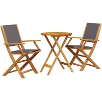 vidaXL 3-tlg. Bistro-Set Anthrazit Stoff und Massivholz