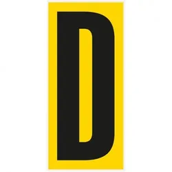 Buchstabe D, für den Boden, gelb/schwarz, Kunststoff, 180x400mm, 3/VE