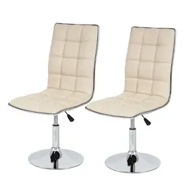 Mendler 2er-Set Esszimmerstuhl HWC-C41, Stuhl Küchenstuhl, höhenverstellbar drehbar, Kunstleder FSC®-zertifiziert ~ creme