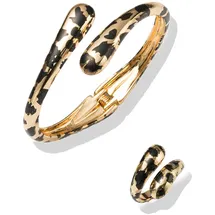 FIRETTI Schmuckset FIRETTI "Multipack Schmuck Geschenk Kupfer Ring Armreif Animalprint", gold (gelbgoldfarben, schwarz), Schmuck_Sets, Damen, Kupfer, glänzend, Schmuckset, Made in Germany