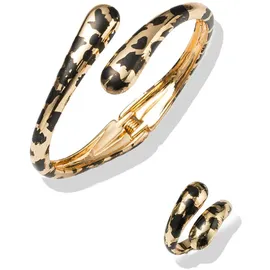 FIRETTI Schmuckset FIRETTI "Multipack Schmuck Geschenk Kupfer Ring Armreif Animalprint", gold (gelbgoldfarben, schwarz), Schmuck_Sets, Damen, Kupfer, glänzend, Schmuckset, Made in Germany