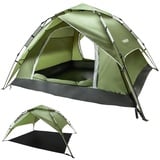 Yorbay 2 in 1 Pop Up Camping Zelte für 2-4 Personen, doppelwandig Wasserdicht UV-Schutz Kuppelzelte Wurfzelte für Familie, Trekking, Outdoor, Festival (Grün, XL)