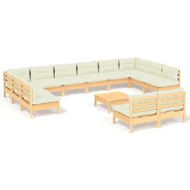 vidaXL Garten-Lounge-Set 13-tlg. creme Kiefer