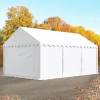 TOOLPORT 4x6 m Lagerzelt PVC-Plane, weiß mit Bodenrahmen