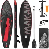 ECD Germany Aufblasbares Stand Up Paddle Board Makani 320x80x15 cm Schwarz-Rot