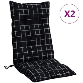 vidaXL Hochlehner-Auflagen 2 Stk. Schwarz Karomuster Stoff
