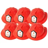 BEMIRO 6er Set, Roter Feuerwehrhelm für Kinder und Erwachsene, ca. 26 cm lang, Faschingskostüm, Geburtstag, Karneval, Verkleidung