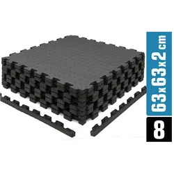 8 Bodenschutzmatten mit Rand - 63x63x2cm Fitness Bodenmatte