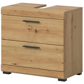 xonox.home Waschbeckenunterschrank 2 Schubladen 60 x 56 x 34 cm Braun/Schwarz