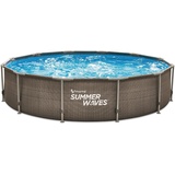 Summer Waves Zwembad Active Frame 366 X 76 cm Dark Double Rattan + filterpomp (7771230)