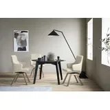 Polsterstuhl STRESSLESS "Laurel", beige (cream batick, eiche natur), B:58cm H:92cm T:59cm, Leder BATICK: BATICK ist ein leicht korrigiertes, durchgefärbtes und genarbtes Möbelleder, bei dem die meisten Unebenheiten und Spuren in der Regel entfernt wurden., Stühle, Low Back mit Armlehne, Größe L, mit schräggestellten Beinen in Eiche