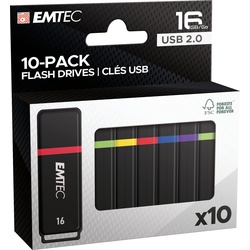Emtec K100 Mini Box 10-Pack (16 GB, USB 2.0), USB Stick, Mehrfarbig, Schwarz