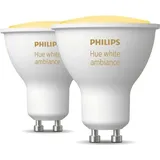 Philips Hue White ambience Doppelpack GU10, Intelligentes Leuchtmittel, Bluetooth/Zigbee, Weiß, LED, GU10, GU10