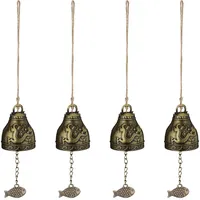 Relaxdays Windspiel Glocken 4er Set Feng Shui  - Gold