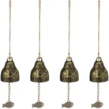 Relaxdays Windspiel Glocken 4er Set Feng Shui  - Gold