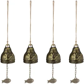 Relaxdays Windspiel Glocken 4er Set Feng Shui  - Gold