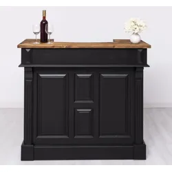 Casa Padrino Landhausstil Bar Theke Schwarz / Braun 120 cm - Bar Möbel