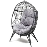 Concept-usine - Ei-Sessel mit Fuß aus Kunstharz mit Rattan-Effekt, grau jane