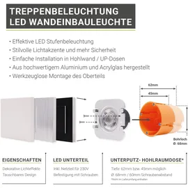 Longlife LED LED Treppenleuchte 1 eckig weiß/Aluminium