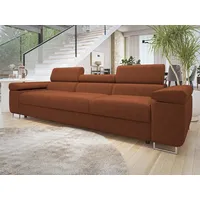 Mirjan24 Sofa Torezio 3 Cord, Einstellbare Kopfstützen, 263x102x70-90 cm braun
