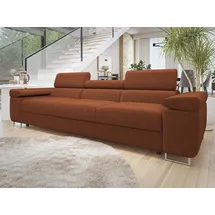 Mirjan24 Sofa Torezio 3 Cord, Einstellbare Kopfstützen, 263x102x70-90 cm braun