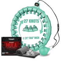 Smart Hula Hoop, Weighted Hula Hoop, Adjustable Fitness Exercise Weighted Hula Hoop, 27 Removable Knots/Links, Green