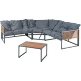 casa.pro Karg Loungeset Dunkelgrau/Rattanoptik