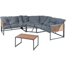 casa.pro Karg Loungeset Dunkelgrau/Rattanoptik