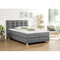 Boxspringbett HOME AFFAIRE "Moulay", grau, B:154cm L:211cm, Komplettbetten, Boxspringbett, inkl. Topper, in 3 Härtegraden, TFK auch in Härtegrad 4