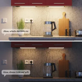 ledscom.de Smarte LED Unterbau-Leuchte SIRIS schwarz matt, WLAN-Controller flach,Smart-Home, Alexa-fähig, je 30cm, je 368lm, warmweiß, 4er Set