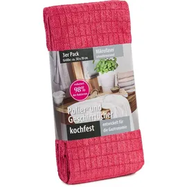 Gözze - Geschirrtuch-Set, 3-teilig, Mikrofaser-Poliertuch, 50 x 70 cm - Bordeaux