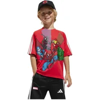 Adidas X Marvel Spider-man Kurzarm-t-shirt - Pure Ruby / White / Multicolor - 7-8 Jahre