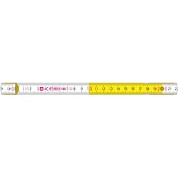 Metrie Zollstock 2m Perfekt 10 FLo, Weiß-Gelb, mit Stahlgelenken Designauswahl der Skala auf dem 1. und 10. Glied:: Standardskala
