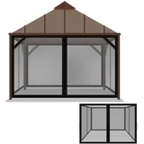 Tatuo Pavillon Universal Ersatz Moskitonetz 3 x 3,6 m Outdoor Mesh Net Screen 4 Panel Seitenwand Pavillon Vorhänge mit Reißverschluss für Terrasse Vordach Veranda Garten Camping (Schwarz)