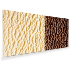 Primedeco Glasbild Wandbild Schokoladen und Vanilleeis mit Aufhängung, Süsses braun 110 cm x 55 cm