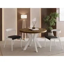 WFL GROUP Runder Ausziehtisch 90-190 x 77 cm Eiche Braun