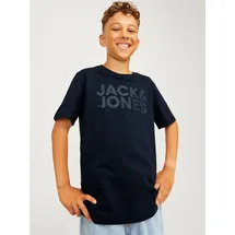 JACK & JONES Junior Jungen Jjecorp Logo Tee Ss Crew Neck Noos Jr T-Shirt, Navy Blazer/Print:jr/Large Print W.Navy Blazer, 152