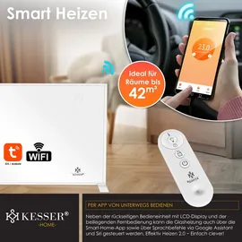 Kesser KESSER® Infrarotheizung Energiesparend Infrarot Standgerät & Wandmontage Elektroheizung mit Fernbedienung Thermostat & App-Steuerung Elektrisch Heizpaneel Heizung Konvektor Standfüße