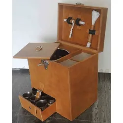 Casa Padrino Luxus Echtleder Minibar / Kofferbar mit Zubehör 32 x 23 x H. 36 cm - Luxus Qualität