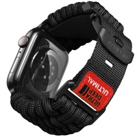 ULTIMAL kompatibel mit Apple Watch Armband 44mm 45mm 42mm,Robuste Survival 550 Paracord Nylon Band,Verstellbare Schnalle für iWtach Armband 9/8/7/6/5/4/3/2/1/SE/SE2 Schwarz