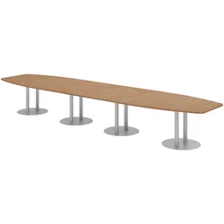 bümö Konferenztisch XXL KT52 in Nussbaum Säule in Silber
