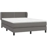 vidaXL Boxspringbett mit Matratze Grau 140x200 cm Kunstleder